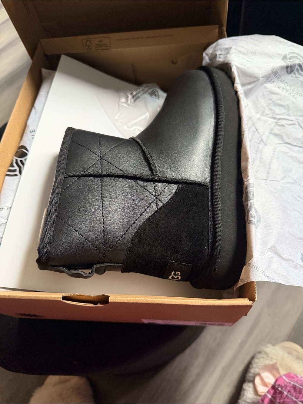 UGG Black Quilted Short Ankle Booties